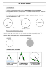 Cercle, le disque - Cours, Leçon - Géométrie : 6ème, 7ème Harmos - PDF gratuit à imprimer