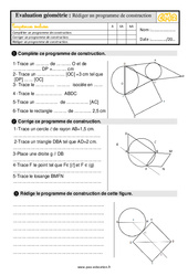 Rédiger ou compléter un programme de construction - Évaluation, bilan : 7ème Harmos - PDF à imprimer