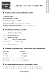 Aller, venir, faire, dire au futur de l’indicatif - Exercices, révisions : 4ème Harmos - PDF à imprimer