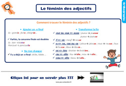 Le féminin des adjectifs - Cours, Leçon, trace écrite : 5ème Harmos - PDF à imprimer