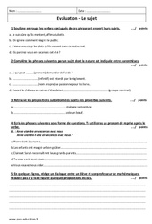 Sujet - Examen Contrôle avec le corrigé : 8ème Harmos - PDF à imprimer