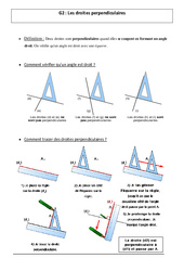 Droites perpendiculaires - Cours, Leçon - Géométrie : 6ème, 7ème Harmos - PDF gratuit à imprimer