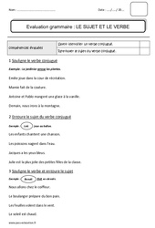 Sujet et verbe - Bilan : 4ème Harmos - PDF à imprimer