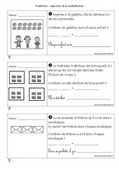 Problèmes multiplicatifs - Exercices sur la multiplication : 3eme Harmos - PDF à imprimer