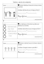 Multiplicatifs - Problèmes  : 3eme Harmos - PDF à imprimer