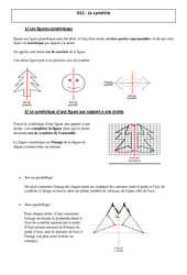 Symétrie - Cours, Leçon - Géométrie : 6ème, 7ème Harmos - PDF gratuit à imprimer