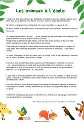 Les animaux à l'école - Récit : 4ème Harmos - PDF à imprimer