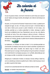 La colombe et la fourmi - Récit : 4ème Harmos - PDF à imprimer