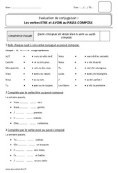 Passé composé - Verbes être et avoir - Bilan : 4ème Harmos - PDF à imprimer