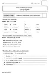 Synonymes - Bilan : 4ème Harmos - PDF à imprimer