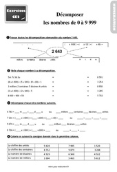 Décomposer des nombres de 0 à 9 999 - Exercices : 5ème Harmos - PDF à imprimer