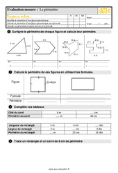 Mesurer le périmètre - Évaluation, bilan : 6ème Harmos - PDF à imprimer