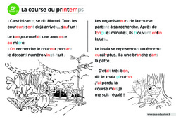 La course du printemps - Lecture compréhension - Histoire illustrée - Niveau 2 : 3eme Harmos - PDF à imprimer