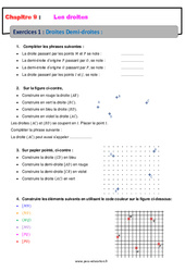 Droites demi - droites - Révisions - Exercices avec correction : 8ème Harmos - PDF à imprimer