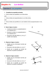 Les propriétés sur les droites - Révisions - Exercices avec correction : 8ème Harmos - PDF à imprimer