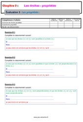 Les propriétés sur les droites - Examen Evaluation avec la correction : 8ème Harmos - PDF à imprimer