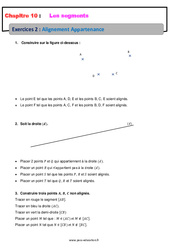 Alignement Appartenance sur les segments - Révisions - Exercices avec correction : 8ème Harmos - PDF à imprimer