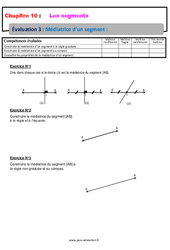 Médiatrice d’un segment - Examen Evaluation avec la correction : 8ème Harmos - PDF à imprimer