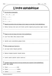 Ordre alphabétique - Exercices  : 5ème Harmos - PDF à imprimer