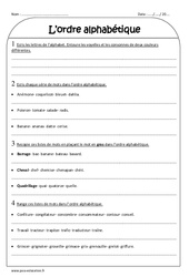 Ordre alphabétique - Exercices corrigés : 5ème Harmos - PDF à imprimer