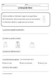 La tenue de Clara - Récit : 3eme Harmos - PDF à imprimer