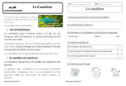 Le caméléon - Lecture documentaire : 3eme Harmos - PDF à imprimer