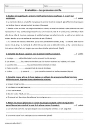 Pronoms relatifs - Examen Evaluation : 9eme Harmos - PDF à imprimer