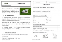 Le mouton - Lecture documentaire : 3eme Harmos - PDF à imprimer