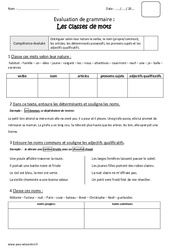 Classes  de mots - Bilan  : 6ème Harmos - PDF à imprimer