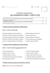 Complément d'objet - COD - COI - Bilan : 7ème Harmos - PDF à imprimer