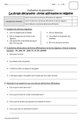 Forme affirmative et négative - Bilan : 5ème Harmos - PDF à imprimer