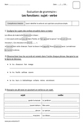 Sujet - Verbe - Bilan sur les fonctions : 5ème Harmos - PDF à imprimer