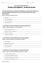 Phrases interrogatives et formes de phrases - Exercices : 6ème Harmos - PDF à imprimer