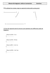 Mesure de longueur - Unités et conversion - Exercices - Mesures : 6ème Harmos - PDF à imprimer