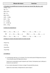 Mesures de masse - Exercices - Mesures : 6ème Harmos - PDF à imprimer