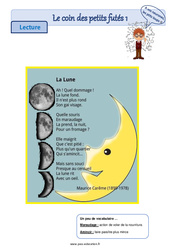 La Lune - Lecture pluridisciplinaire : 4ème, 5ème Harmos - PDF à imprimer