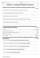 Proposition subordonnée conjonctive - Examen Evaluation  : 9eme Harmos - PDF à imprimer