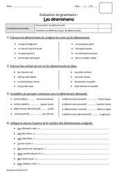 Déterminants - Bilan : 6ème Harmos - PDF à imprimer