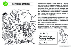 Le vieux gardien - Lecture compréhension - Histoire illustrée - Niveau 2 : 4ème Harmos - PDF à imprimer