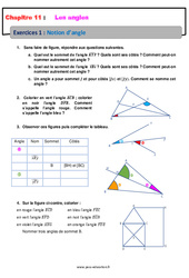 Notion d'angle - Révisions - Exercices avec correction : 8ème Harmos - PDF à imprimer