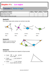 Notion d'angle - Examen Evaluation avec la correction : 8ème Harmos - PDF à imprimer