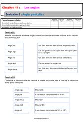 Angles particuliers - Examen Evaluation avec la correction : 8ème Harmos - PDF à imprimer