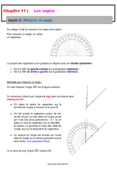 Mesurer un angle - Cours : 8ème Harmos - PDF à imprimer