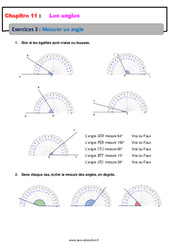 Mesurer un angle - Révisions - Exercices avec correction : 8ème Harmos - PDF à imprimer