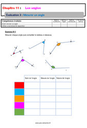 Mesurer un angle - Révisions - Examen Evaluation avec correction : 8ème Harmos - PDF à imprimer