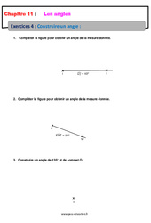 Construire un angle - Révisions - Exercices avec correction : 8ème Harmos - PDF à imprimer