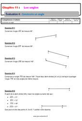 Construire un angle - Révisions - Examen Evaluation avec correction : 8ème Harmos - PDF à imprimer