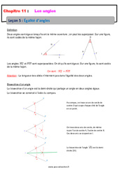 Égalité d’angles - Cours : 8ème Harmos - PDF à imprimer