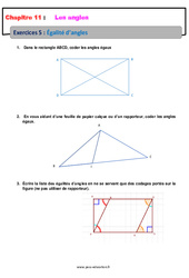 Égalité d’angles - Révisions - Exercices avec correction : 8ème Harmos - PDF à imprimer