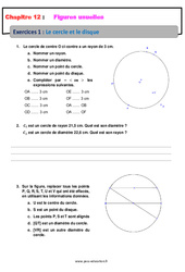 Le cercle et le disque - Révisions - Exercices avec correction sur les figures usuelles : 8ème Harmos - PDF à imprimer